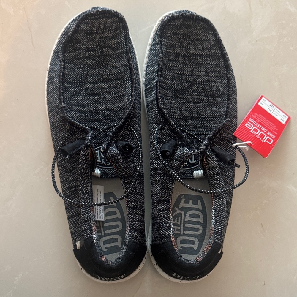 Hey Dude Charcoal Knit Slip-On Shoes